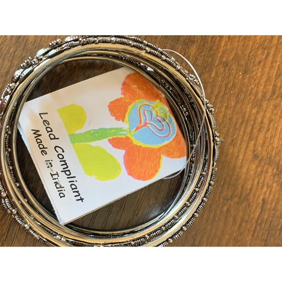Antika Antique Silver Set of Seven Bangle Bracelets with Designs New with tag - Picture 5 of 5